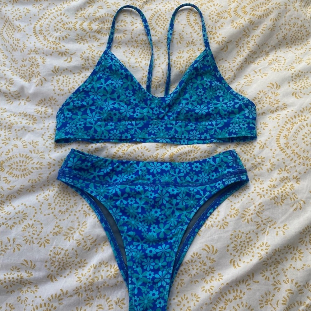 Jolyn Clothing Blue Floral Bikini